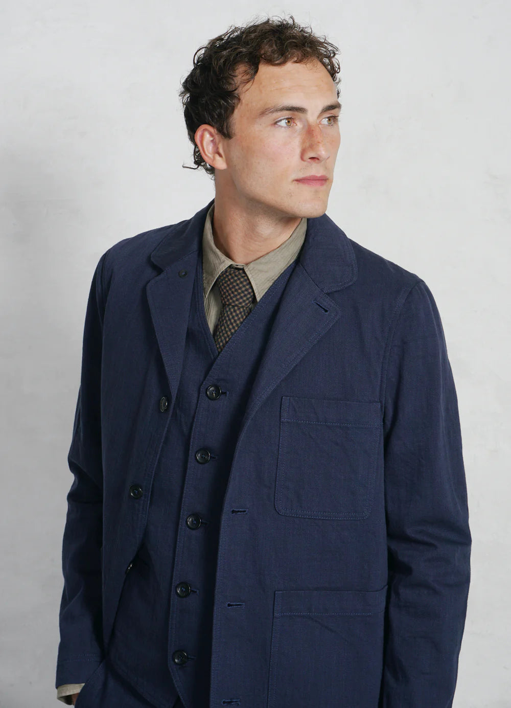 Hansen Garments Josef Workwear Jacket in navy slub