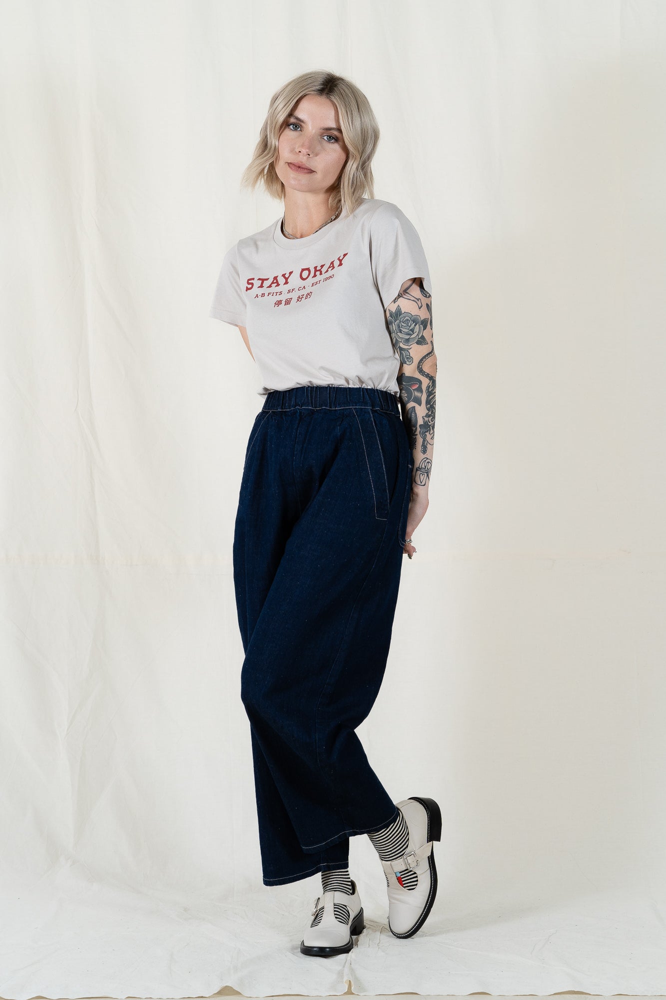 Micaela Greg Dark Indigo Barrel Pant