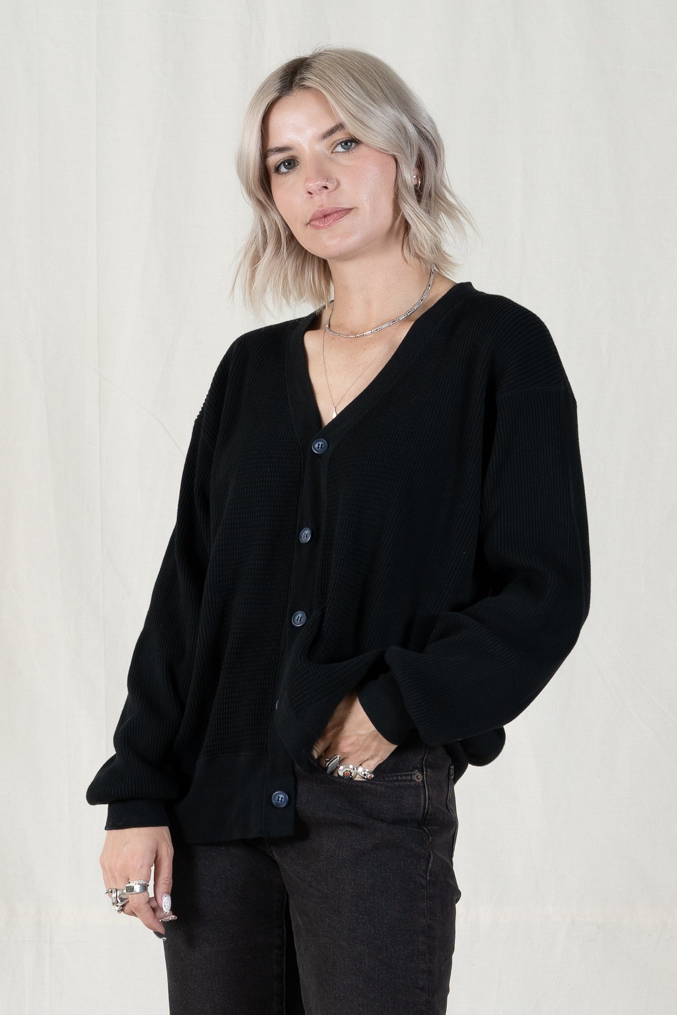 V::Room Waffle Rib Cardigan