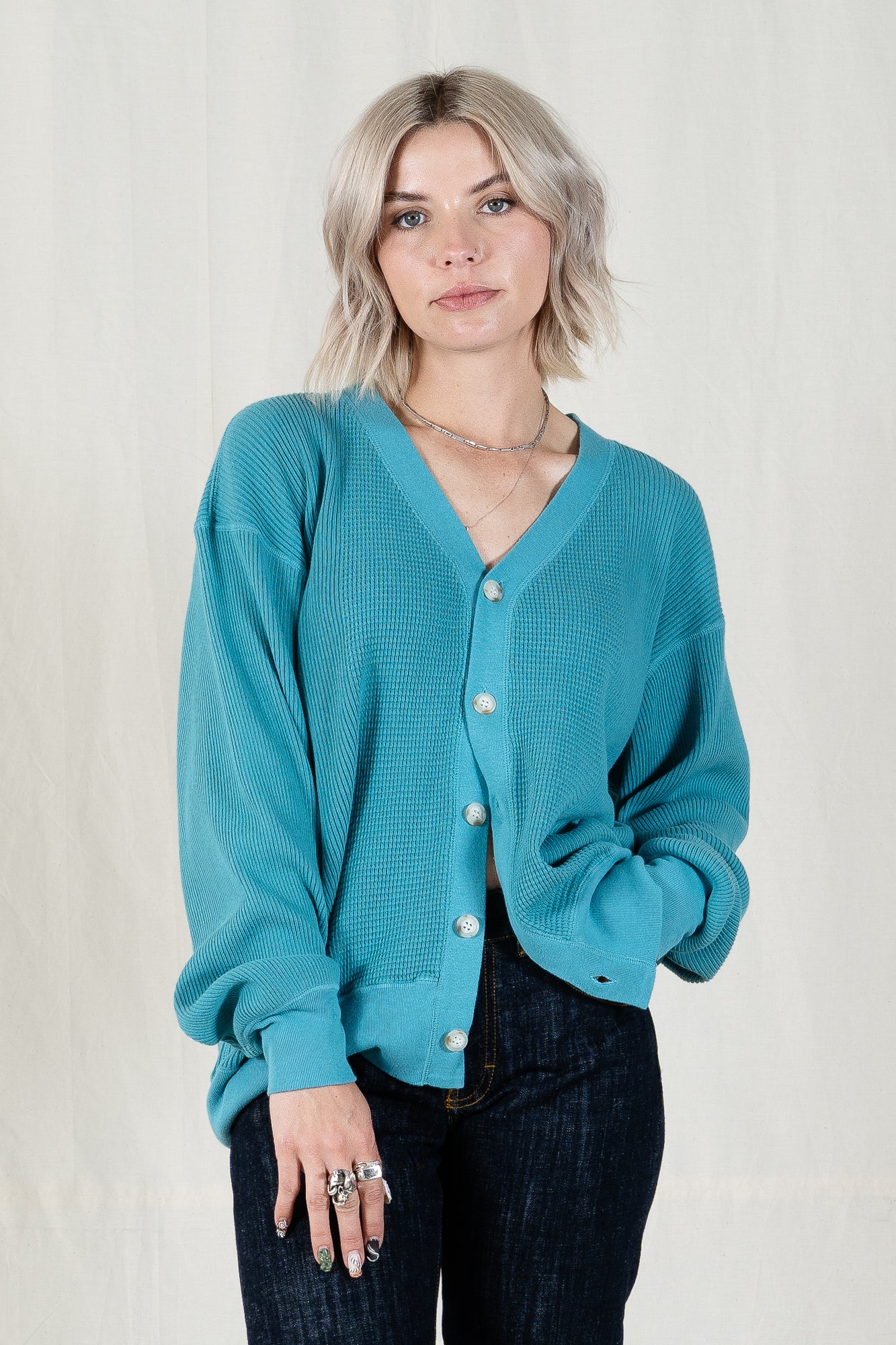 V::Room Waffle Rib Cardigan