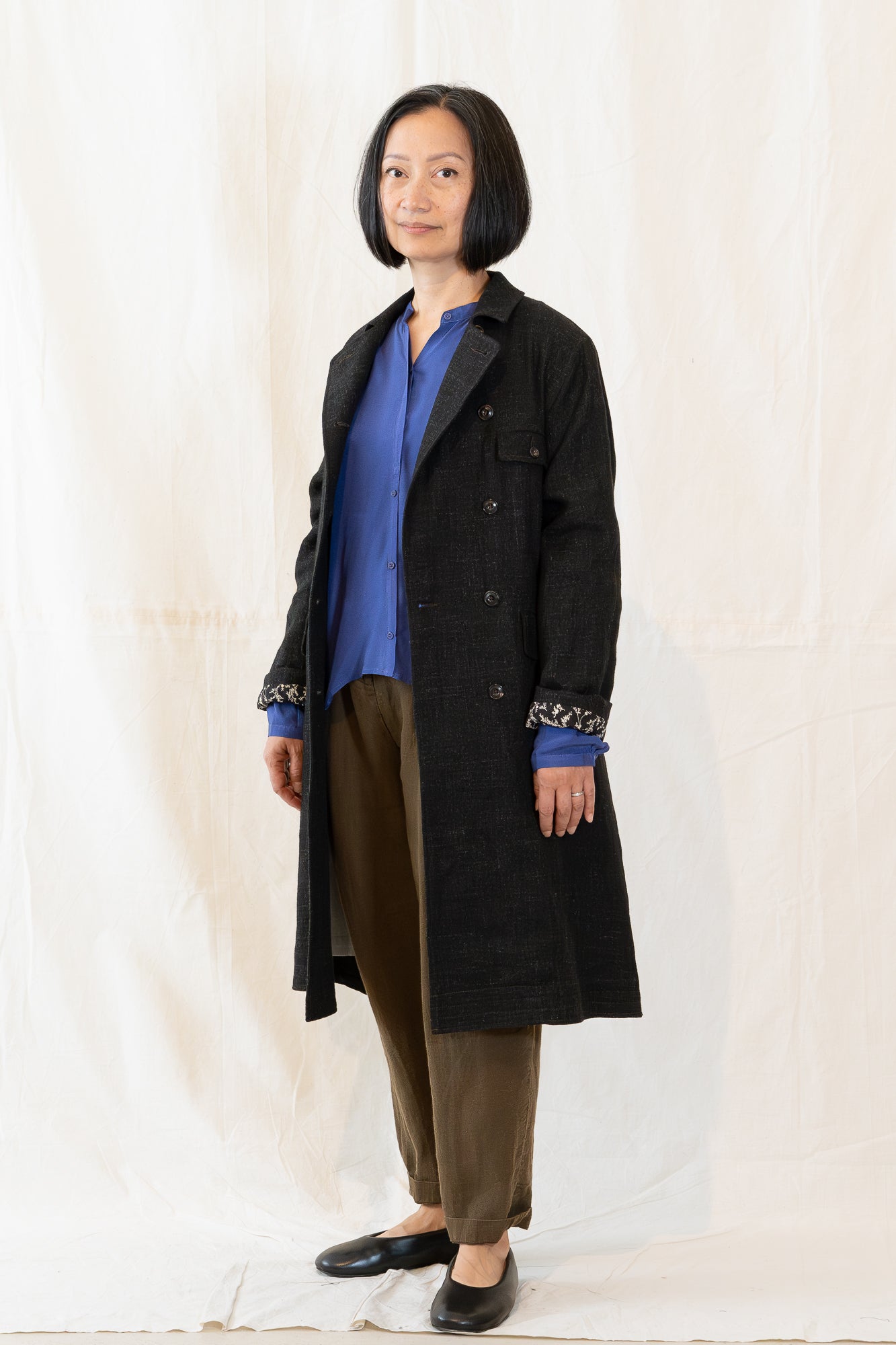 Hye Sun Mun Stipple Black Keaton Coat