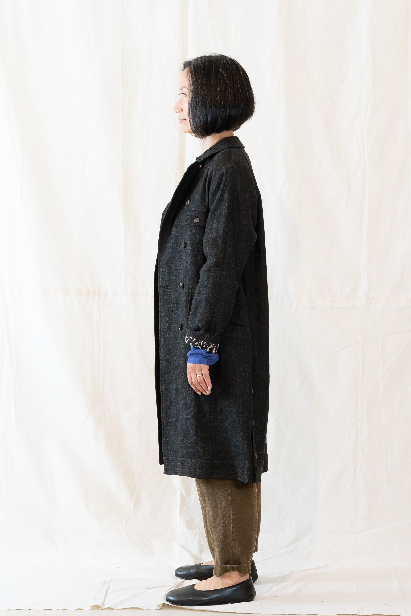 Hye Sun Mun Stipple Black Keaton Coat