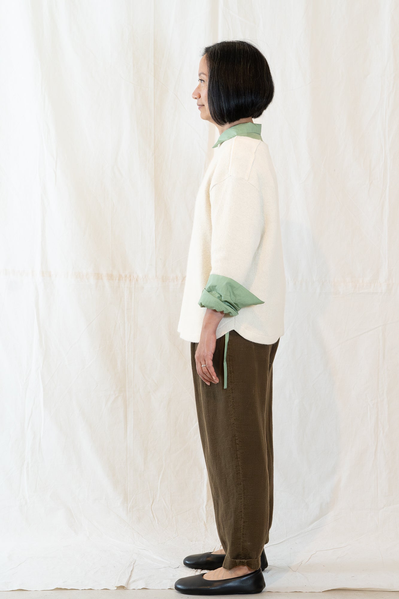 V::Room Double Face Wool Boat Neck