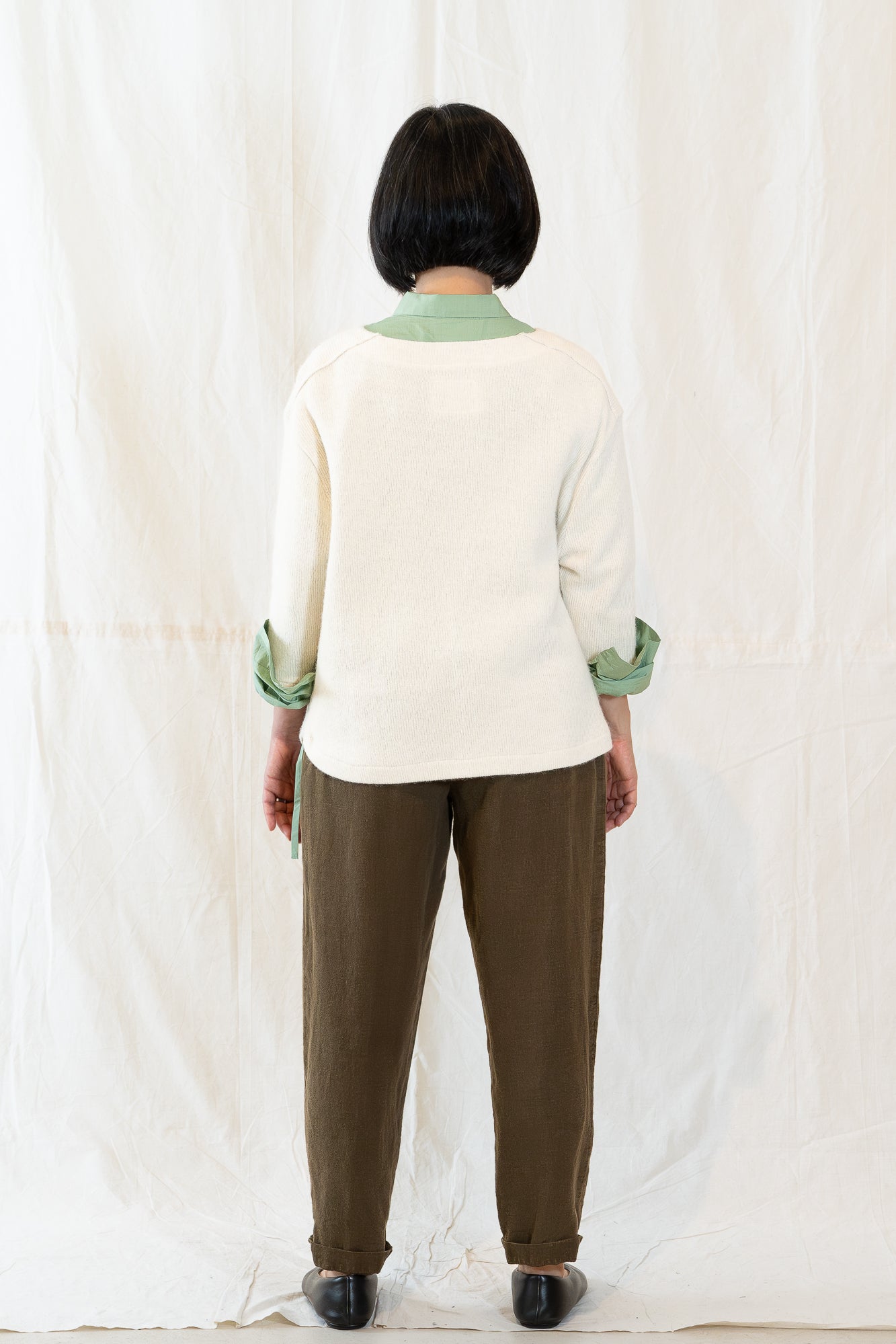 V::Room Double Face Wool Boat Neck