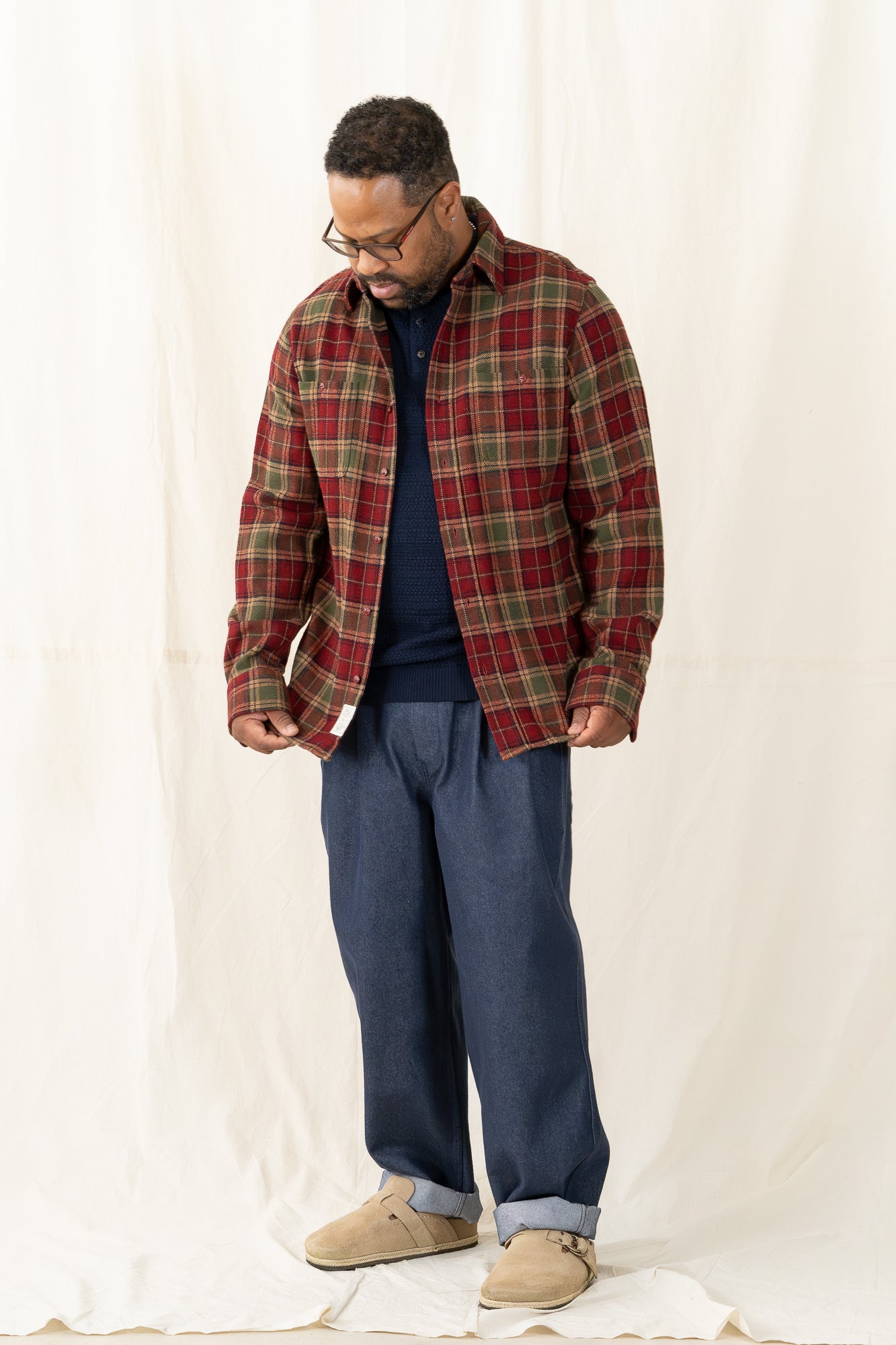 Schott Plaid Cotton Flannel Shirt