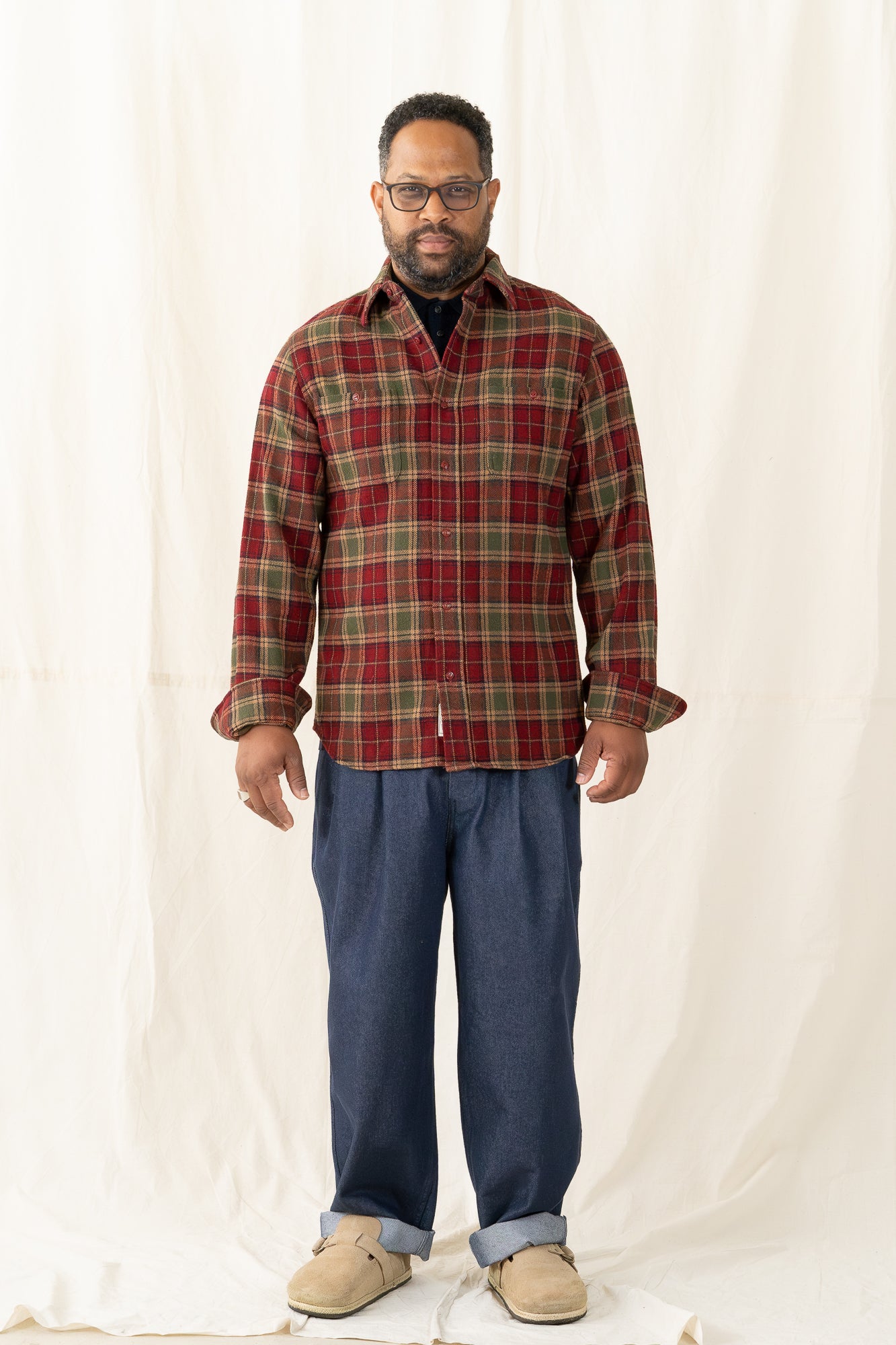 Schott Plaid Cotton Flannel Shirt