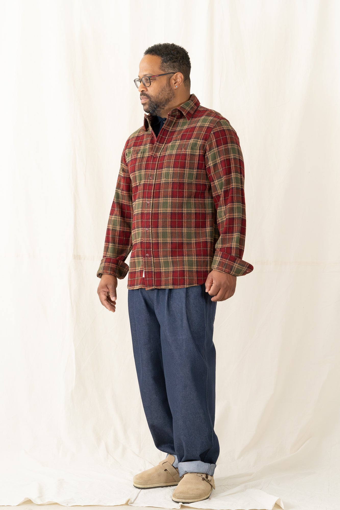 Schott Plaid Cotton Flannel Shirt