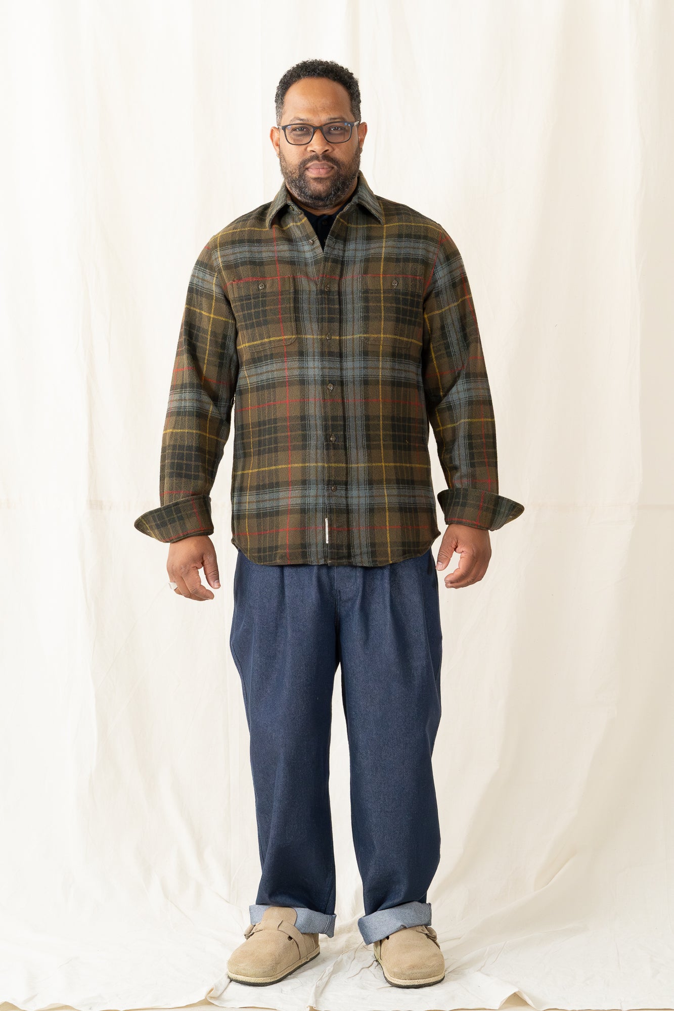 Schott Plaid Cotton Flannel Shirt