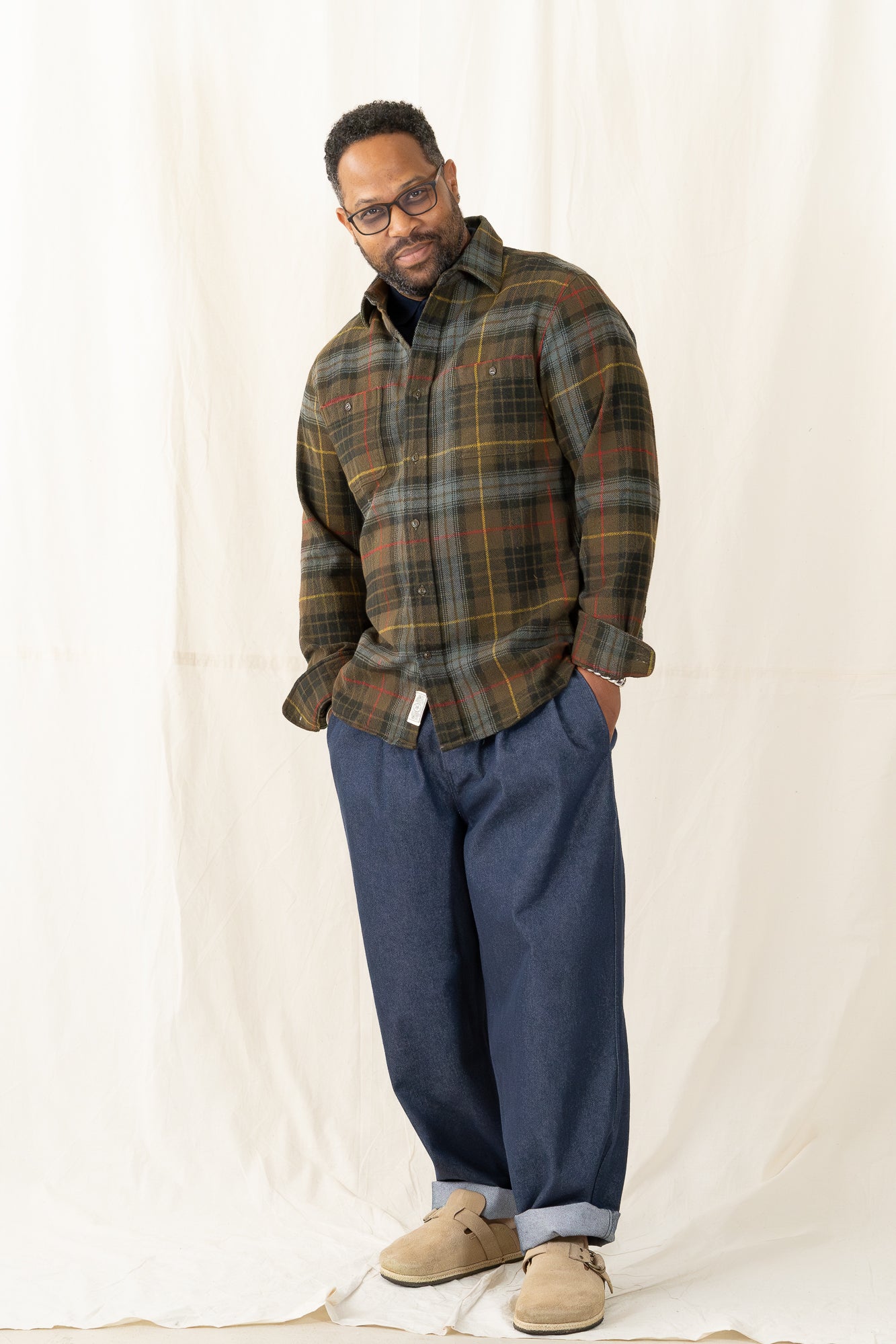 Schott Plaid Cotton Flannel Shirt