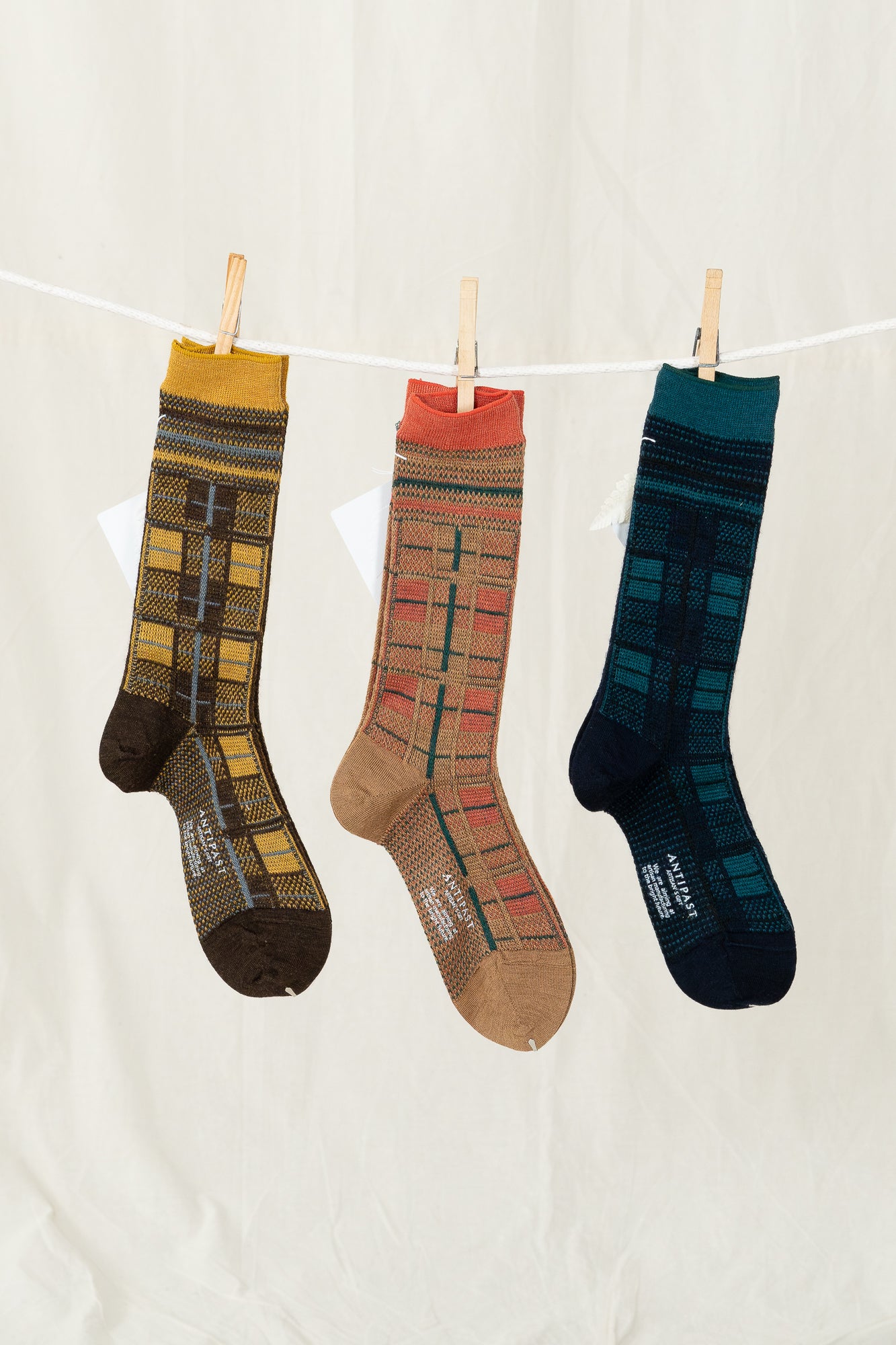 Antipast Tartan Check Women's Socks - Beige