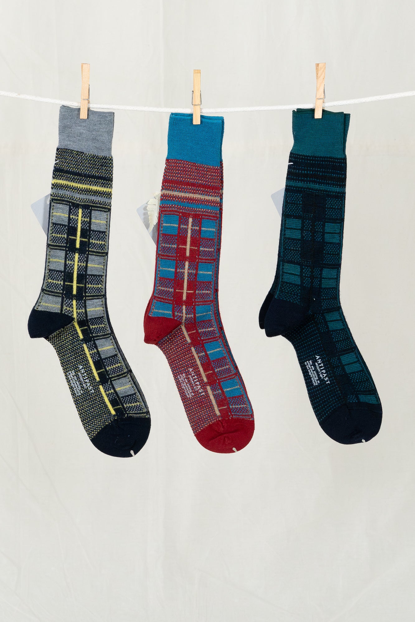 Antipast Tartan Check Men's Socks - Wine