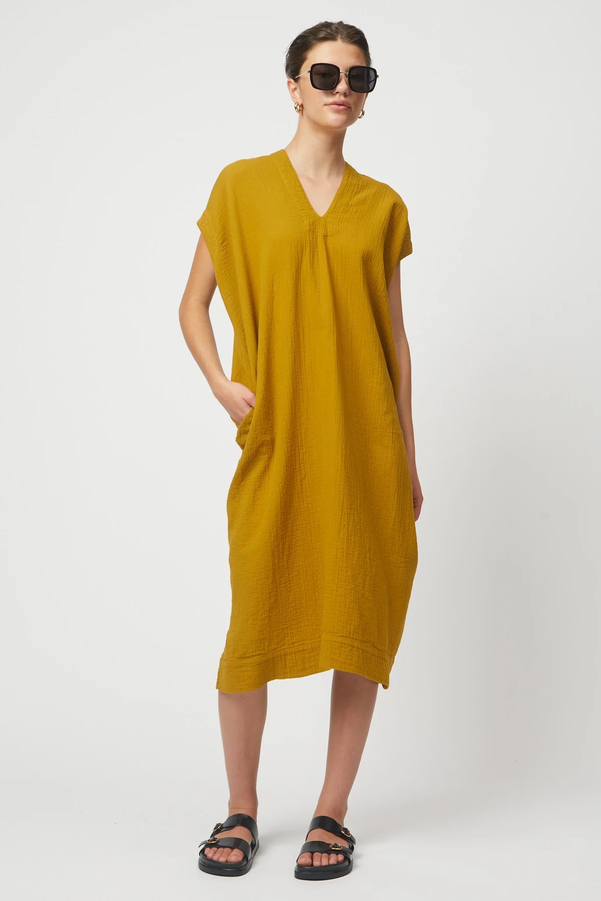 Atelier Delphine Crescent Long Dress in amber green