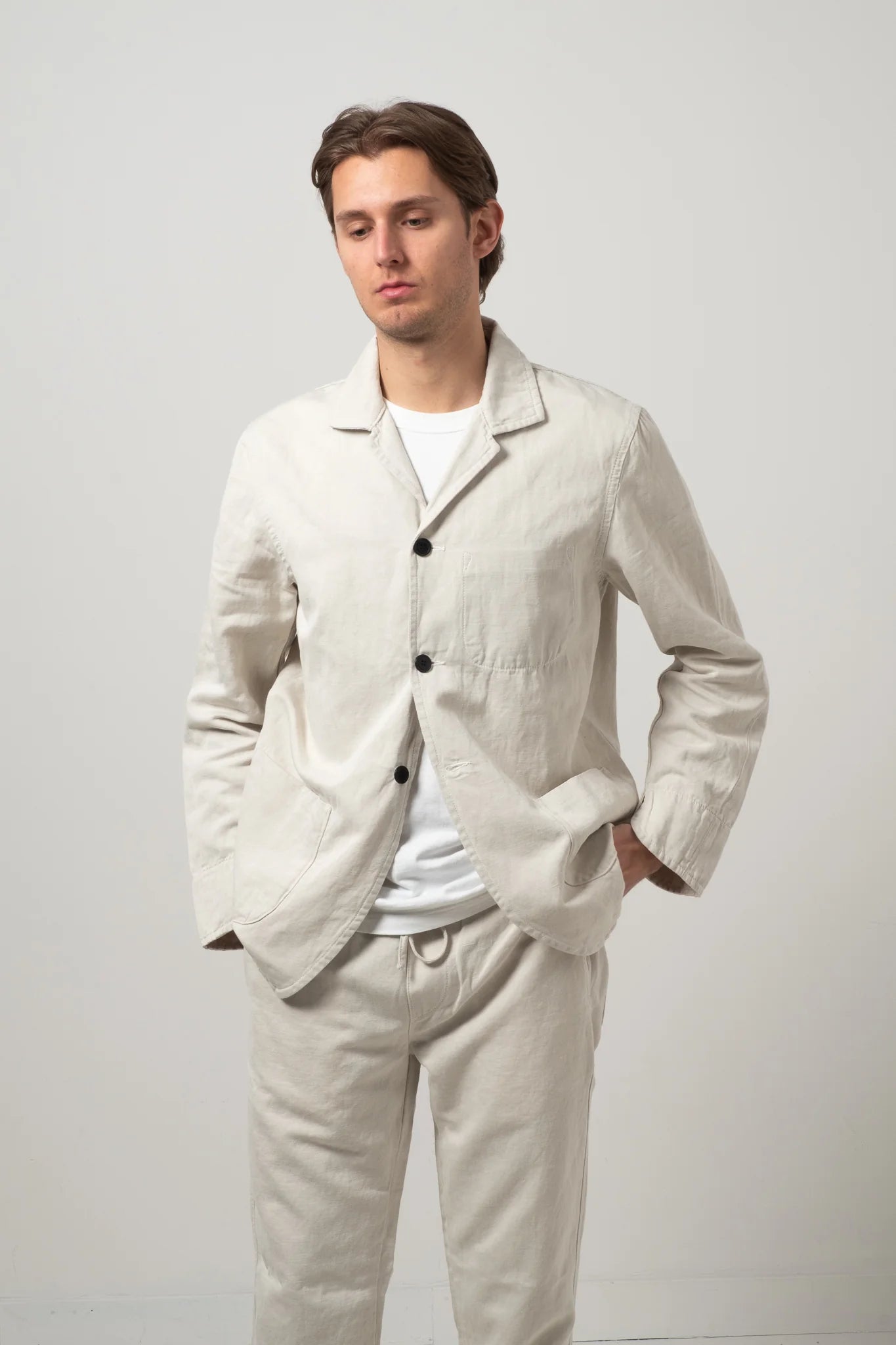 C.O.F. Studio Painter Jacket Light Cotton Linen in ecru