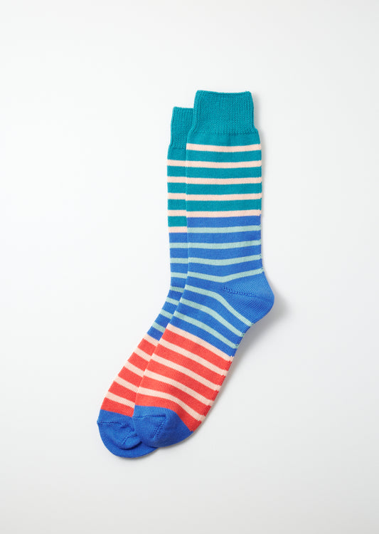 Rototo Multi Marine Stripe Socks in multi-color stripe