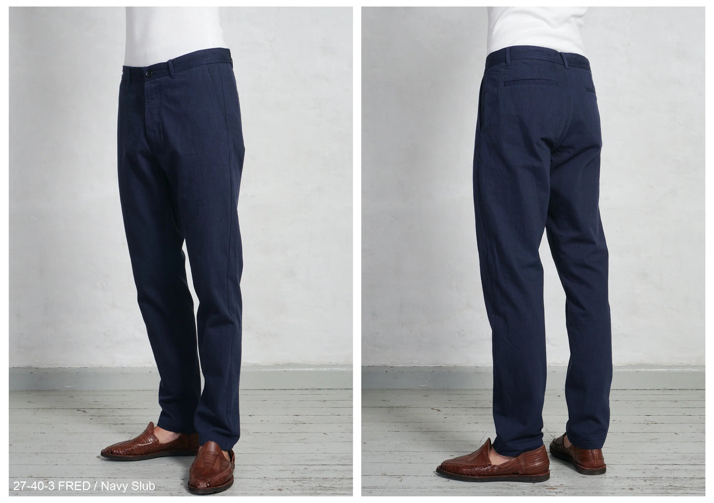 Hansen Garments Fred Straight Leg Work Trouser in navy slub