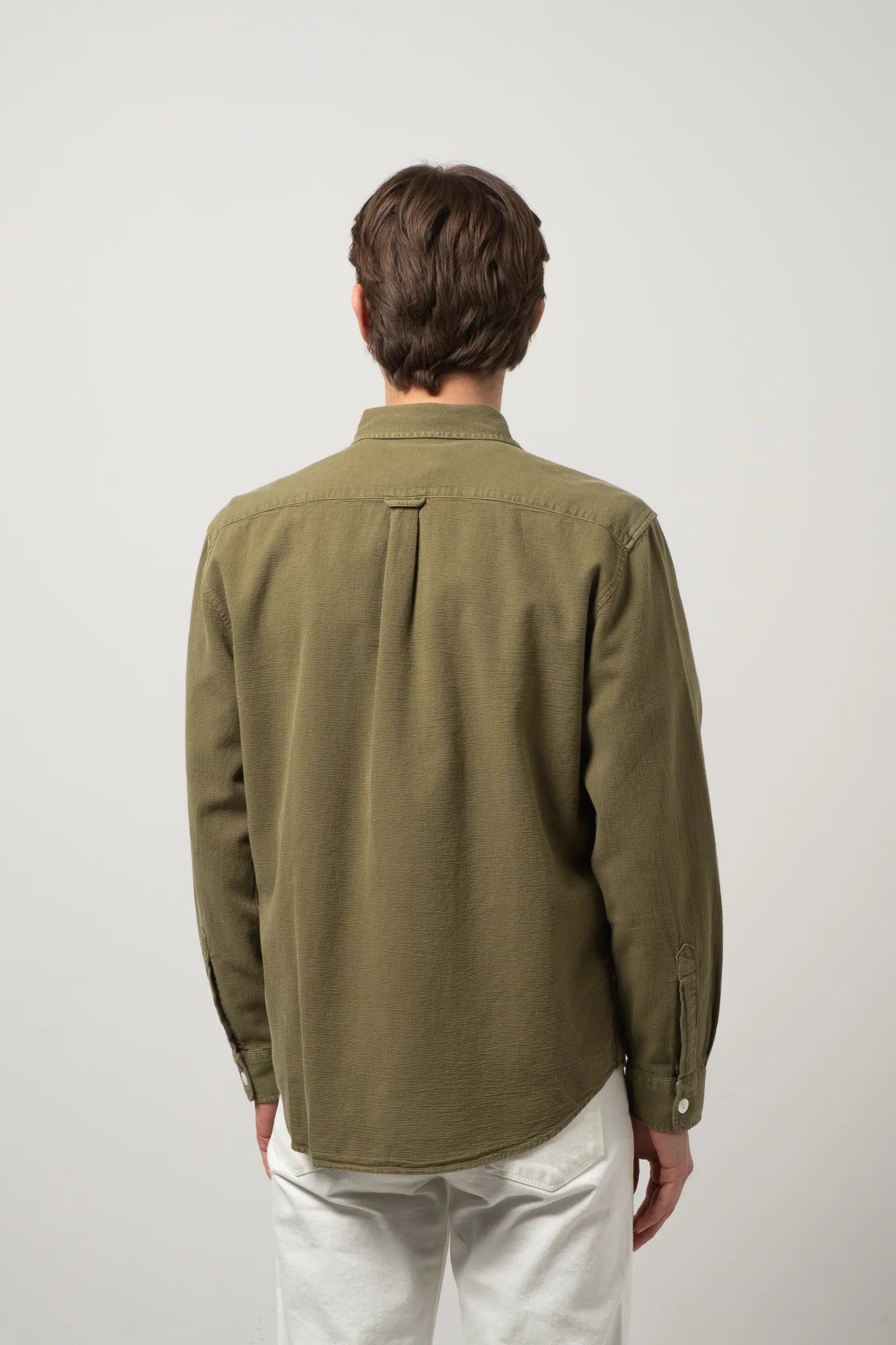 C.O.F. Studio Two Pocket Dobby Overshirt in olive