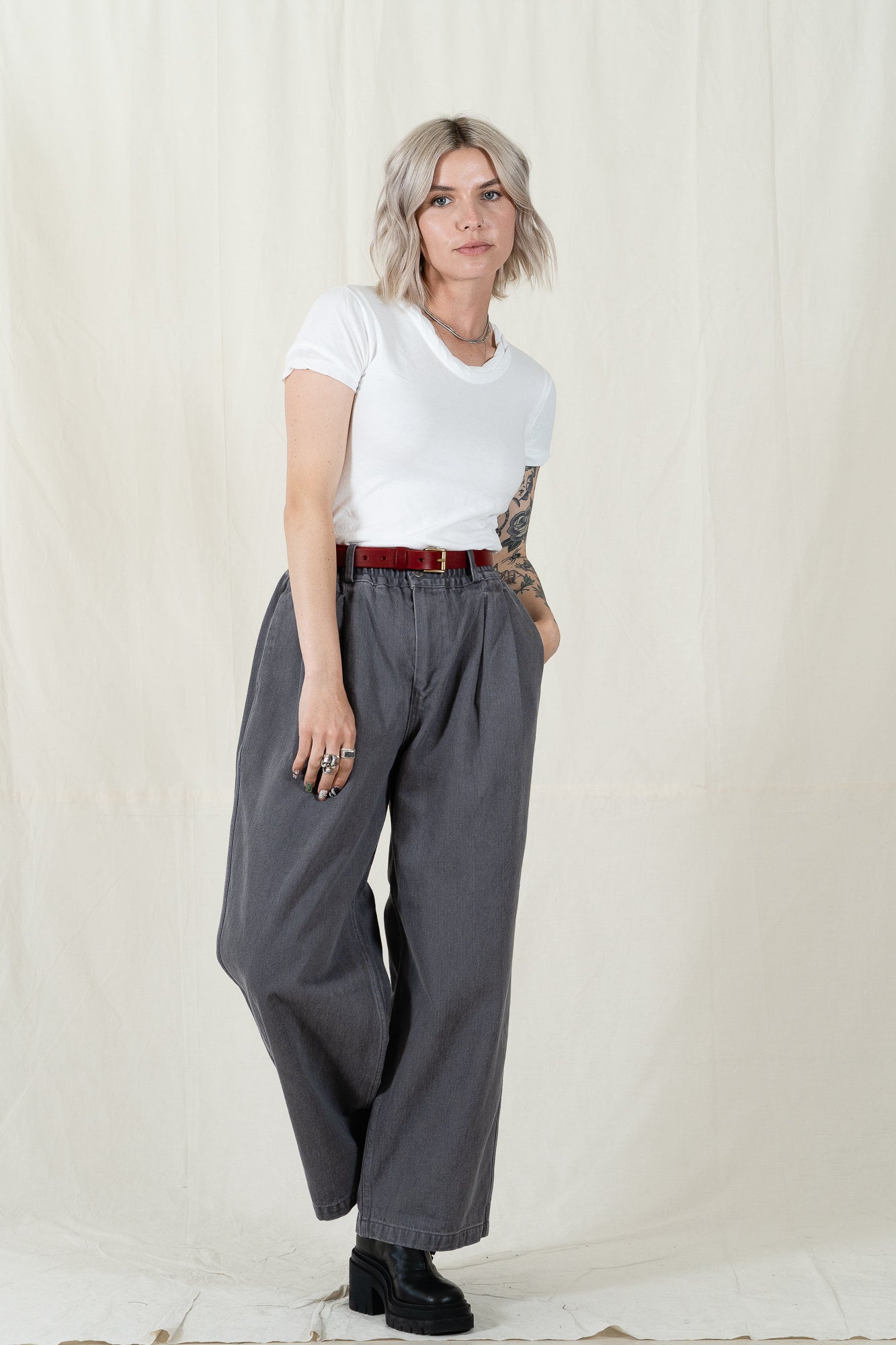 Kappy Two Tuck Kation Gray Pant